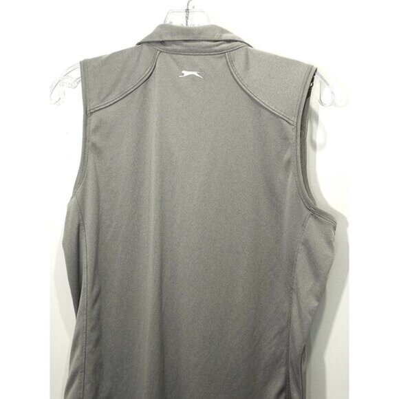 Slazenger Women's Golf Shirt - Sleeveless 1/4 Zipper Collar Green Large - Picture 7 of 10
